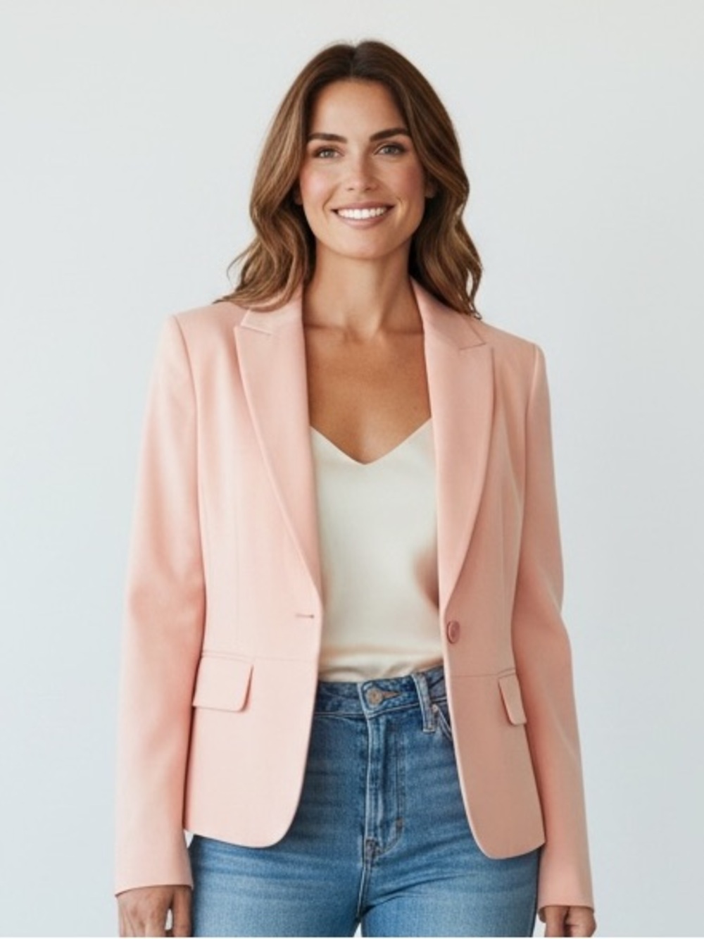 Apostrophe Essentials Blush Pink Blazer Size 6 Double-Button Lined